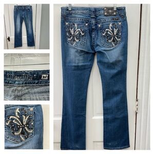 Miss Me thick stitch boot cut denim jeans women's 31 long tall JP6073B